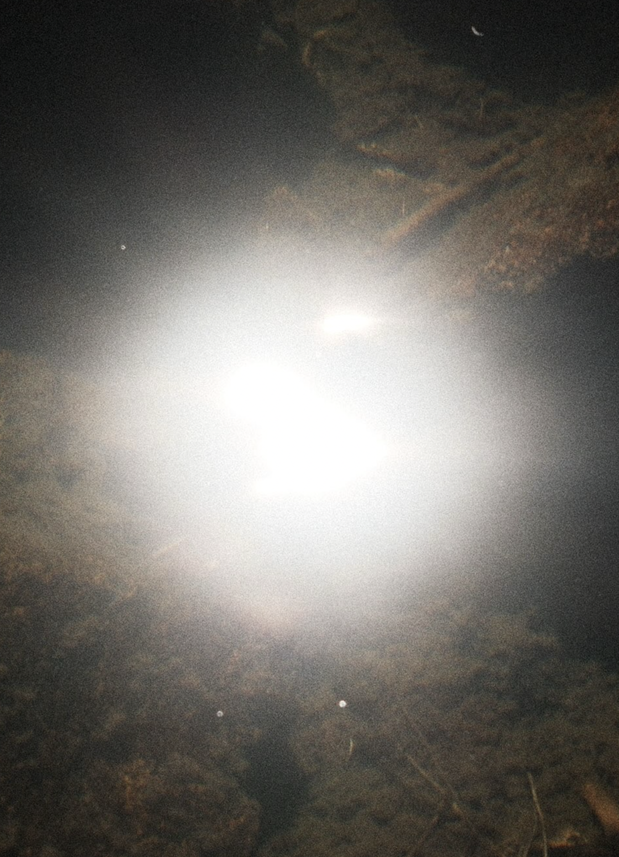 A bright light in a dark night scene